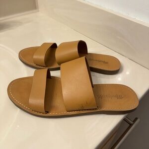 Madewell boardwalk double strap sandals in tan leather